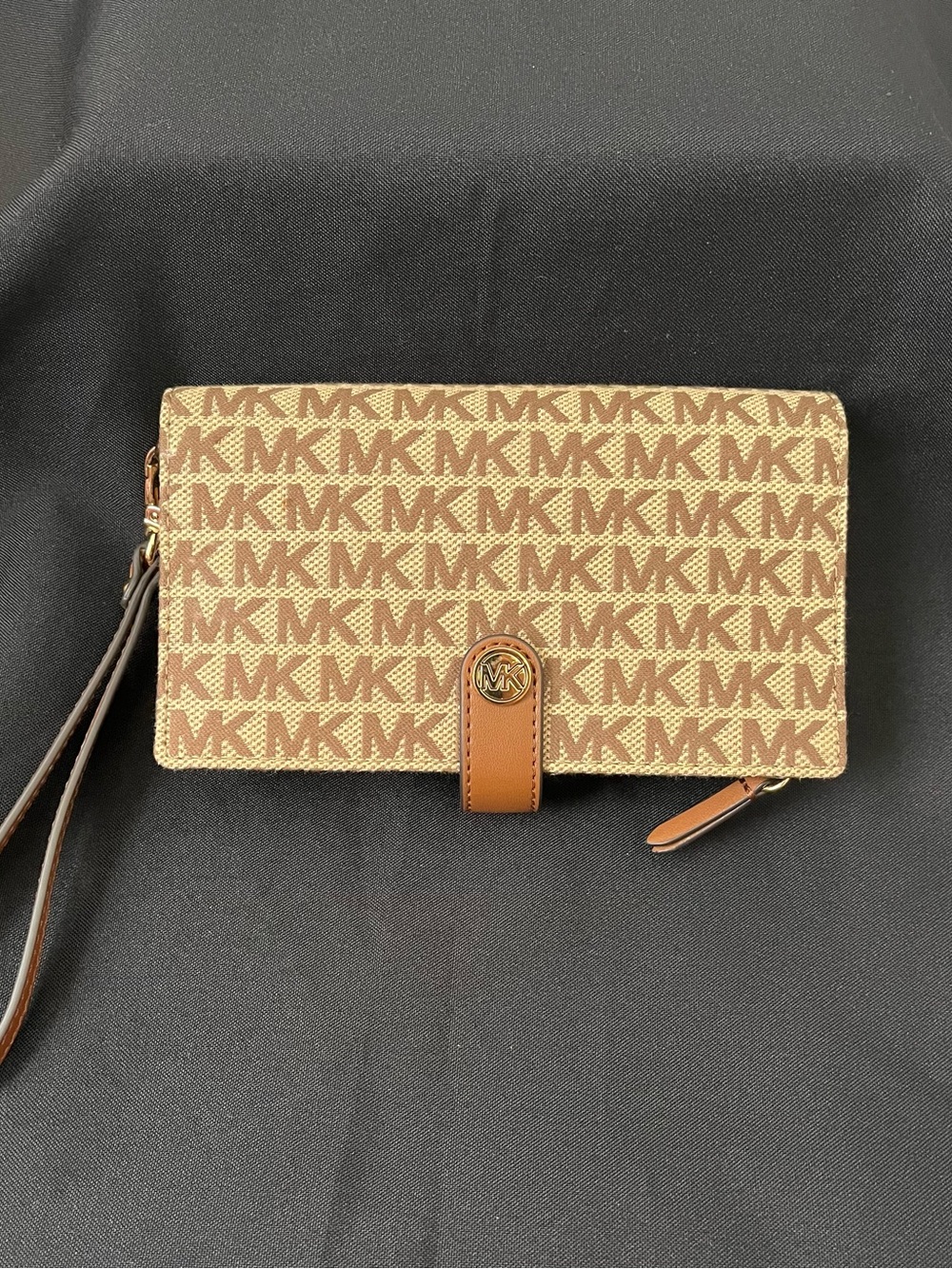 Michael Kors Tan & Brown Signature MK Wristlet